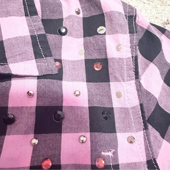 Y2K Victoria’s Secret Pink & black plaid babydoll shirt dress ruffled hem size M - Picture 6 of 12